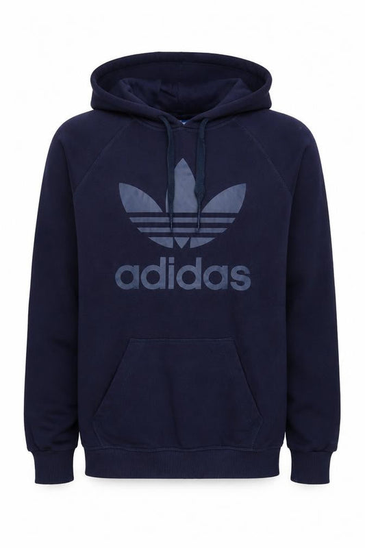 Front view of Adidas Men’s Blue XS Pullover Hoodie Long Sleeve Sports Logo