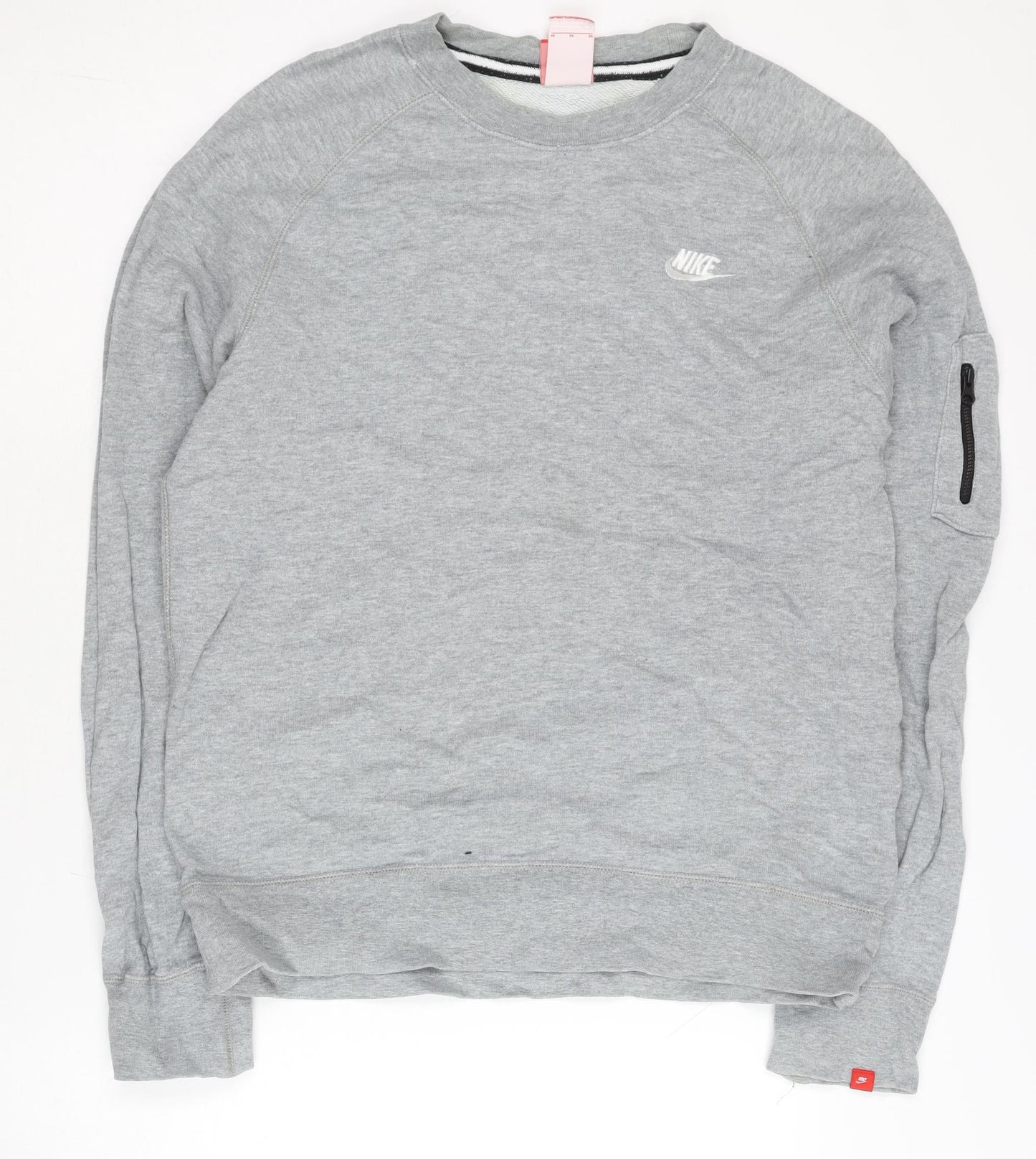 Nike Men’s Grey Cotton Sports Sweatshirt M Pullover Crew Neck