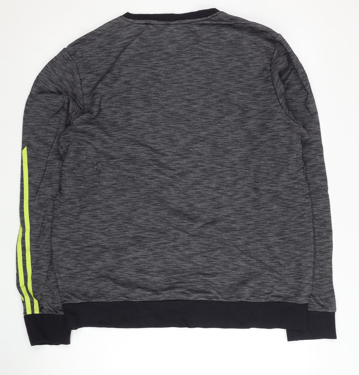Adidas Men’s Grey Logo Stripe Pullover Sweatshirt L Crew Neck