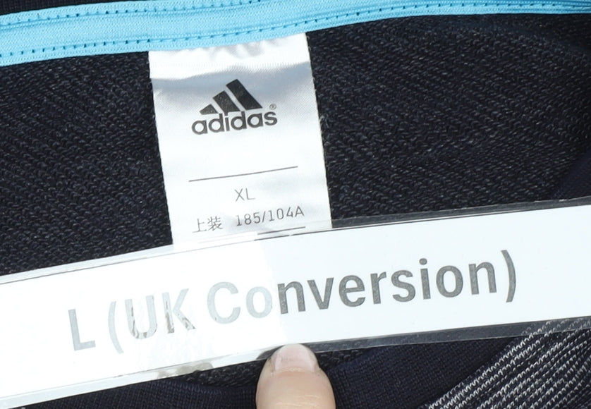 Adidas Men’s Grey Logo Stripe Pullover Sweatshirt L Crew Neck