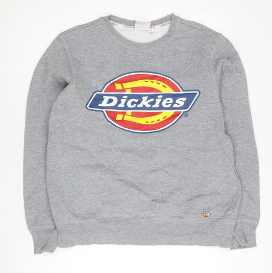 Dickies Mens Grey Logo Pullover Sweatshirt Size M Crew Neck Long Sleeve