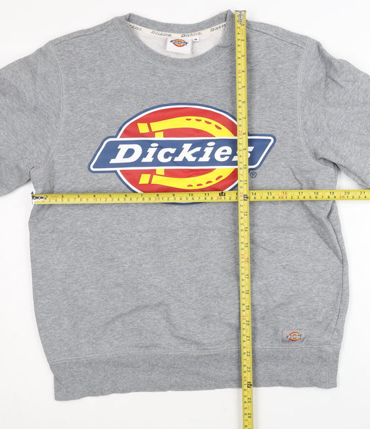 Dickies Mens Grey Logo Pullover Sweatshirt Size M Crew Neck Long Sleeve