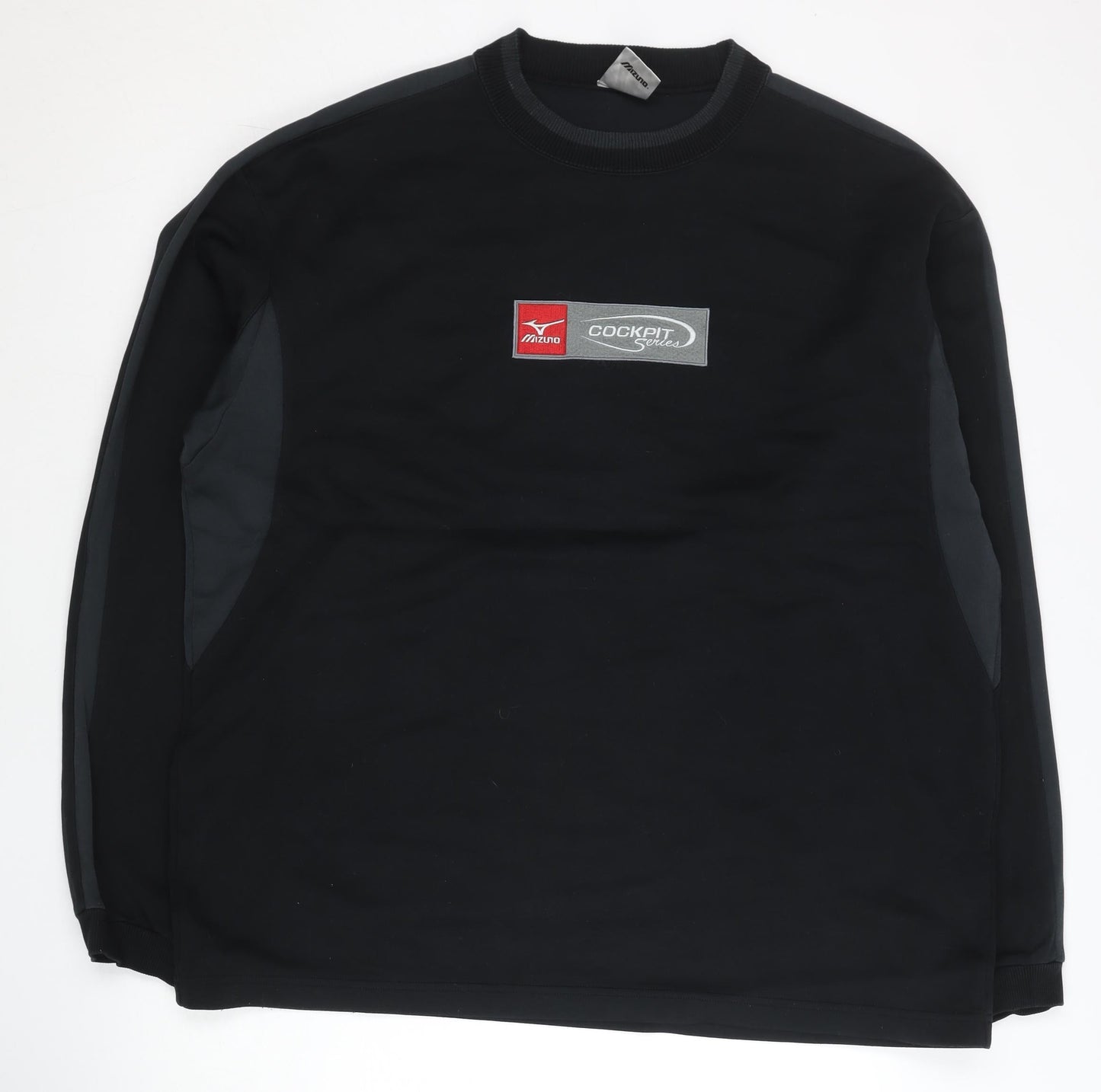 Mizuno Mens L Black Pullover Sweatshirt Sports Graphic Logo