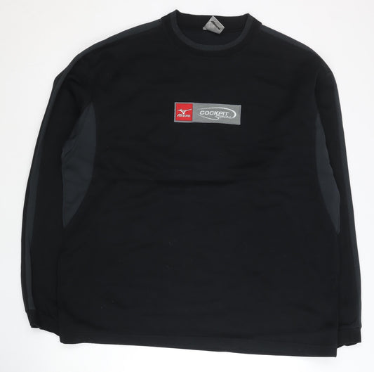 Mizuno Mens L Black Pullover Sweatshirt Sports Graphic Logo
