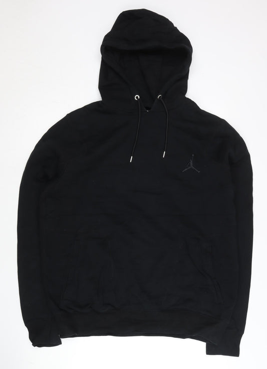Jordan Men’s Black Pullover Hoodie L Logo Sportswear Cotton Blend