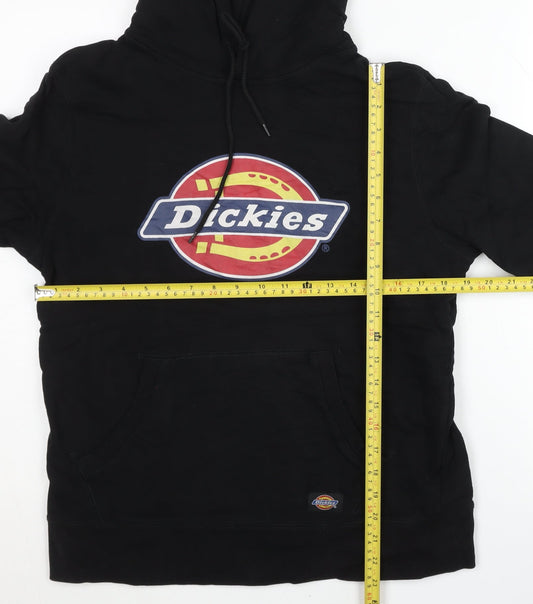 Dickies Unisex Black Pullover Hoodie L Logo Print Cotton Blend