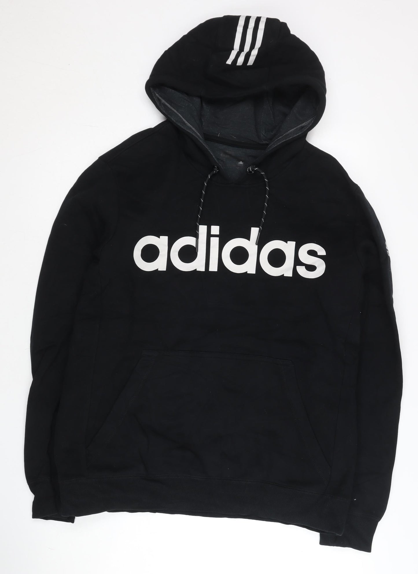 Adidas Unisex Black Pullover Hoodie L Logo Sportswear Cotton Blend