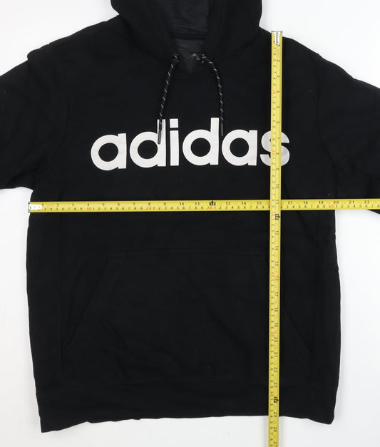 Adidas Unisex Black Pullover Hoodie L Logo Sportswear Cotton Blend