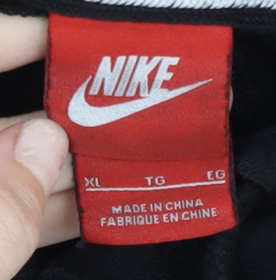 Nike Mens Black Pullover Hoodie XL Logo Graphic Hooded Sweatshirt