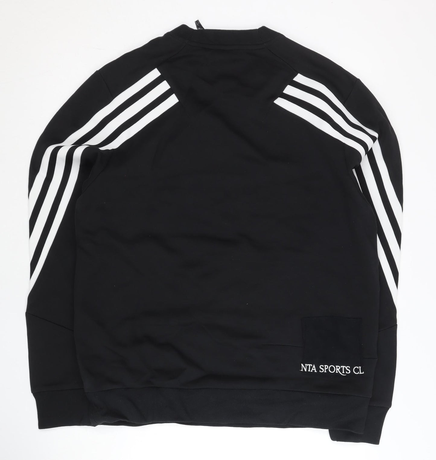 Adidas Men’s Black L Pullover Sweatshirt Logo Striped Sportswear