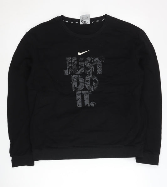Nike Men's Black Medium Graphic Crew Neck Sweatshirt
