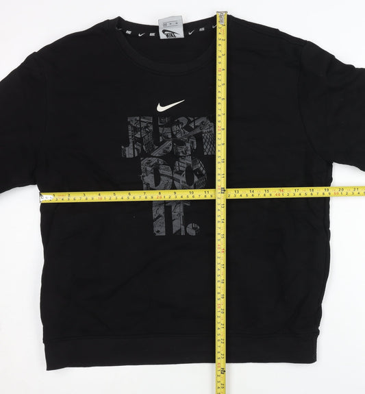 Nike Men's Black Medium Graphic Crew Neck Sweatshirt