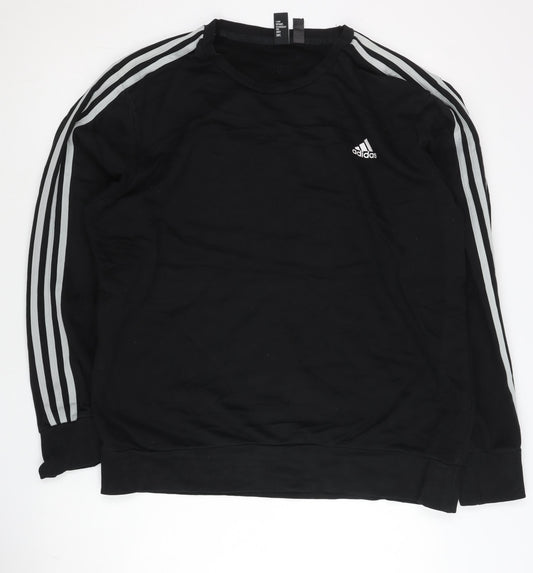 Adidas Men’s Black L Pullover Sweatshirt Crew Neck Long Sleeve