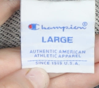 Champion Mens Grey Sweatshirt L Pullover Crew Neck Logo Athletic