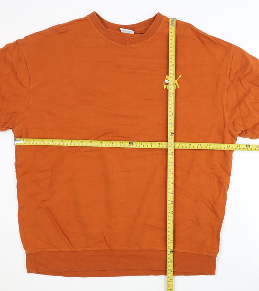Puma Mens Orange Sweatshirt M Crew Neck Graphic Print Pullover