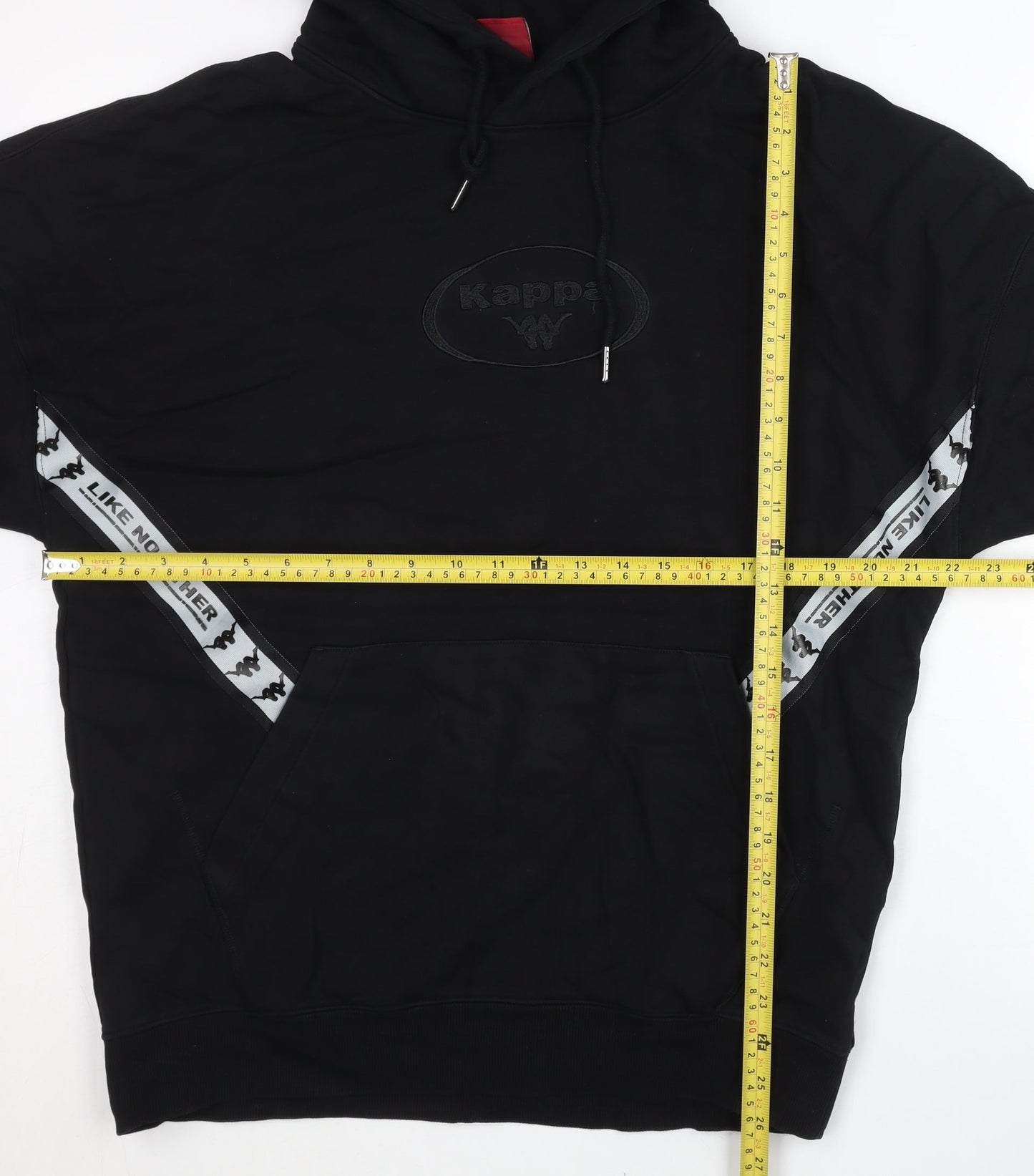 Kappa Men’s Black Pullover Hoodie L Logo Sportswear Cotton Blend