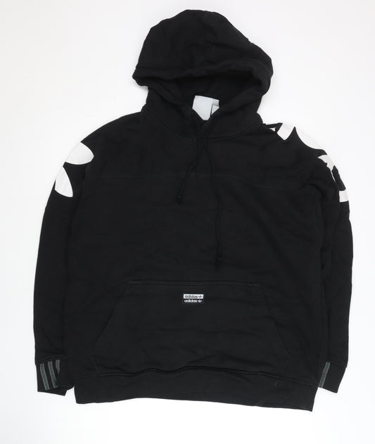 Adidas Men’s Black Pullover Hoodie L Regular Fit Logo Sportswear
