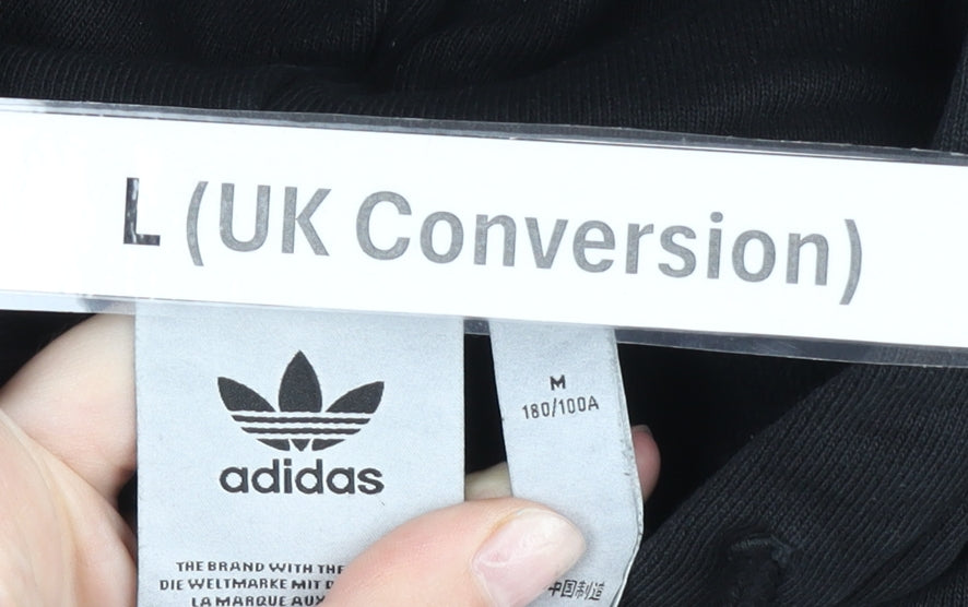 Adidas Men’s Black Pullover Hoodie L Regular Fit Logo Sportswear