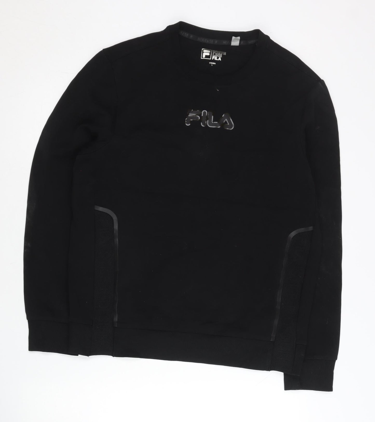 Fila Men’s Black Crew Neck Pullover Sweatshirt M Logo Sportswear