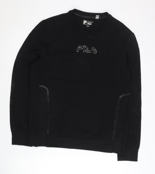 Fila Men’s Black Crew Neck Pullover Sweatshirt M Logo Sportswear