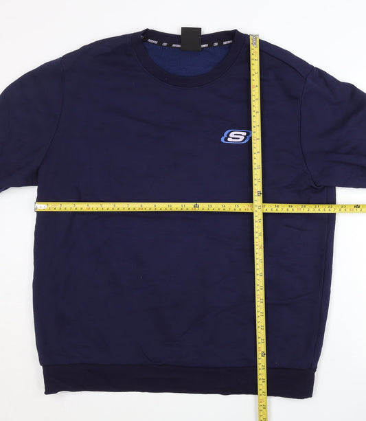 Skechers Men’s Blue L Pullover Sweatshirt Crew Neck Fleece Logo