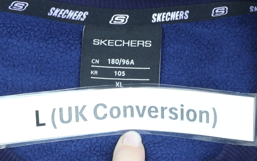 Skechers Men’s Blue L Pullover Sweatshirt Crew Neck Fleece Logo