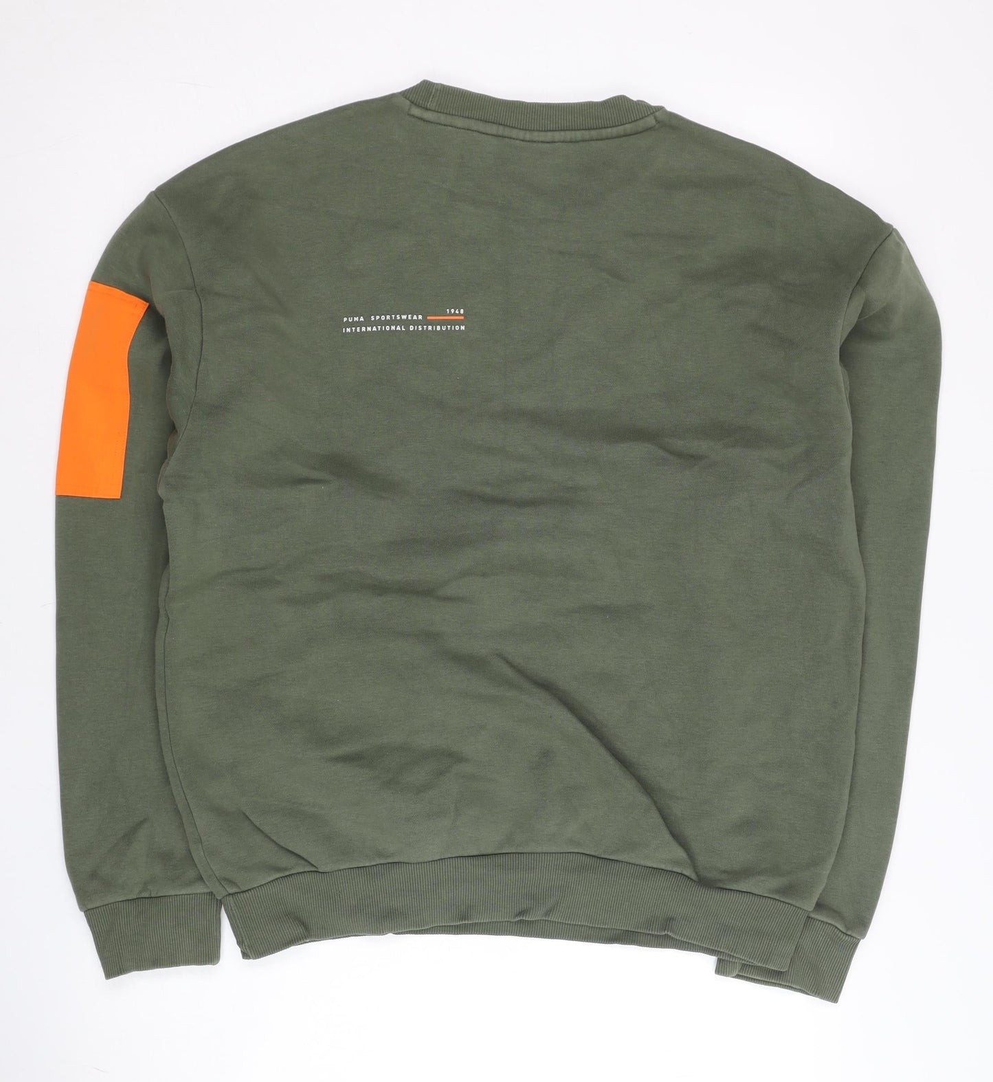 Puma Men’s Green Sweatshirt Small Pullover Zip Accent Crew Neck