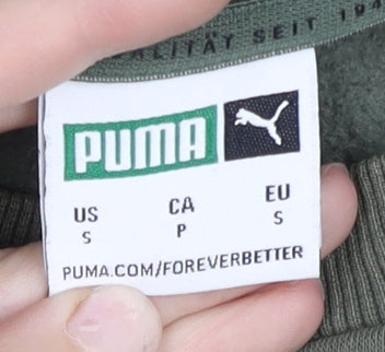 Puma Men’s Green Sweatshirt Small Pullover Zip Accent Crew Neck