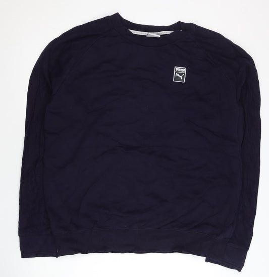 Puma Mens 2XL Blue Crew Neck Pullover Short Sleeve Sweatshirt
