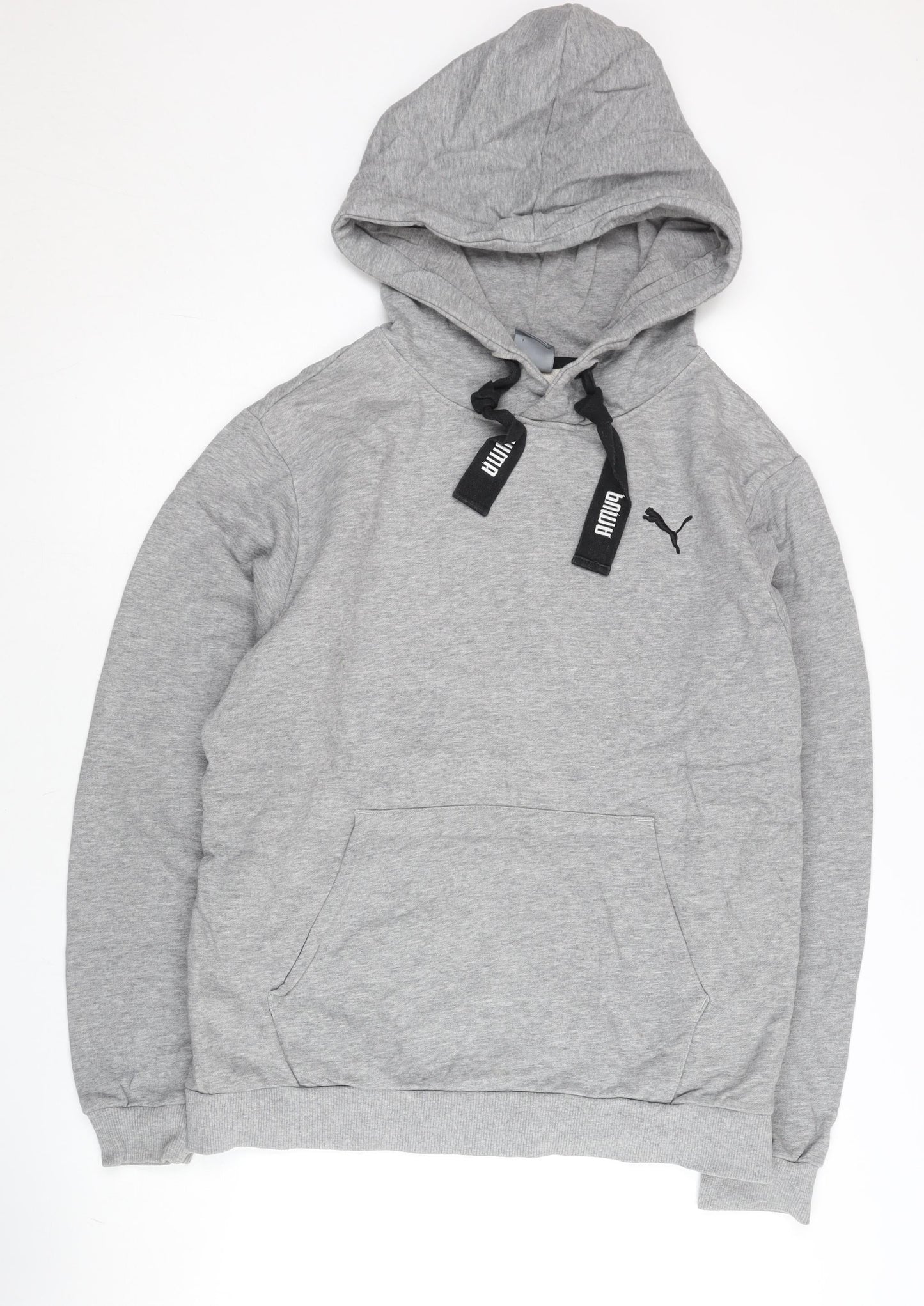 Puma Men’s Grey Pullover Hoodie Medium Regular Fit Cotton Blend