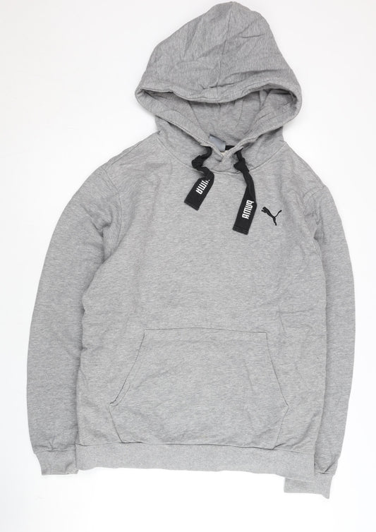 Puma Men’s Grey Pullover Hoodie Medium Regular Fit Cotton Blend