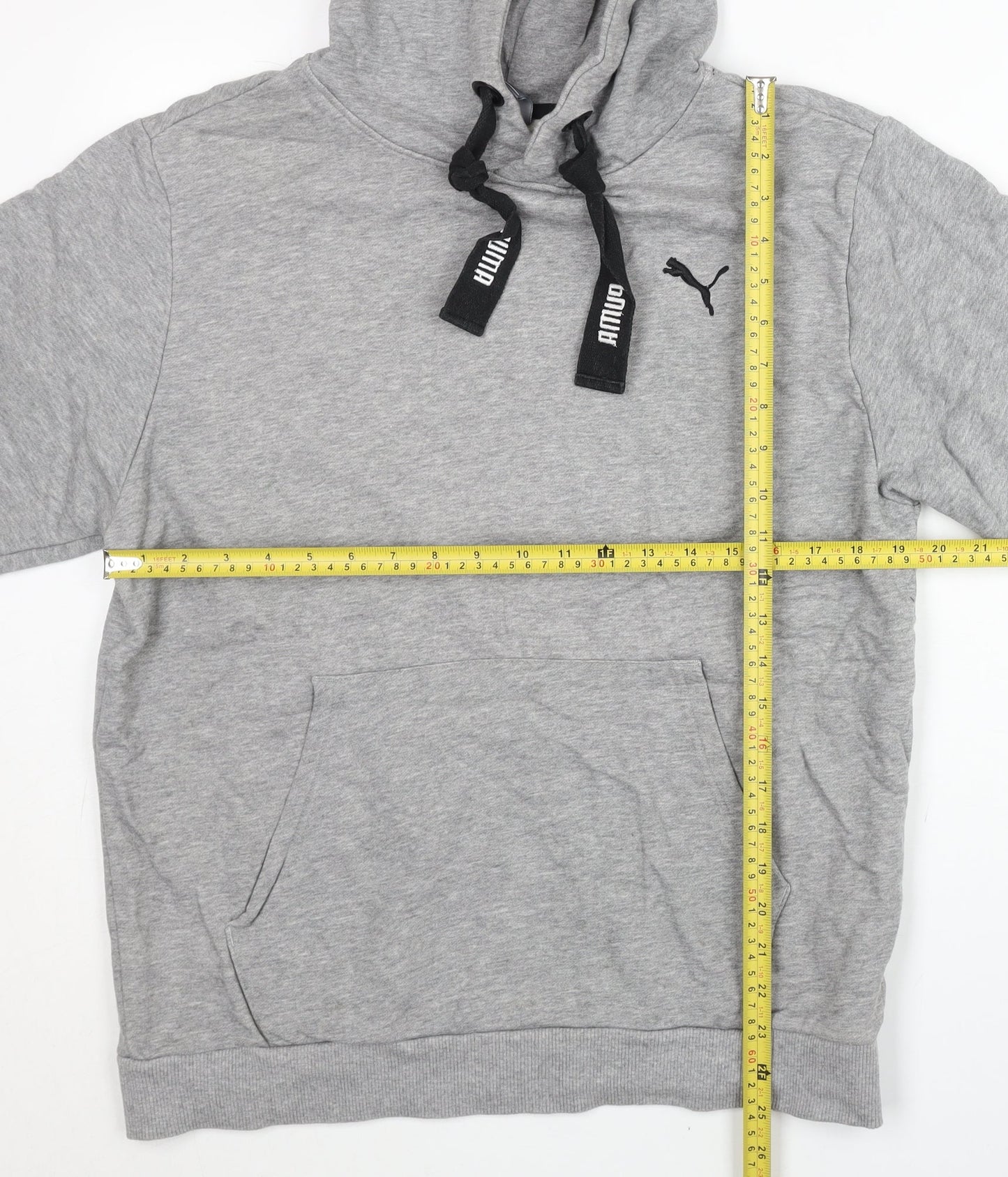 Puma Men’s Grey Pullover Hoodie Medium Regular Fit Cotton Blend