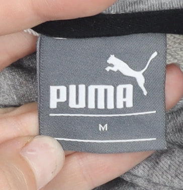 Puma Men’s Grey Pullover Hoodie Medium Regular Fit Cotton Blend