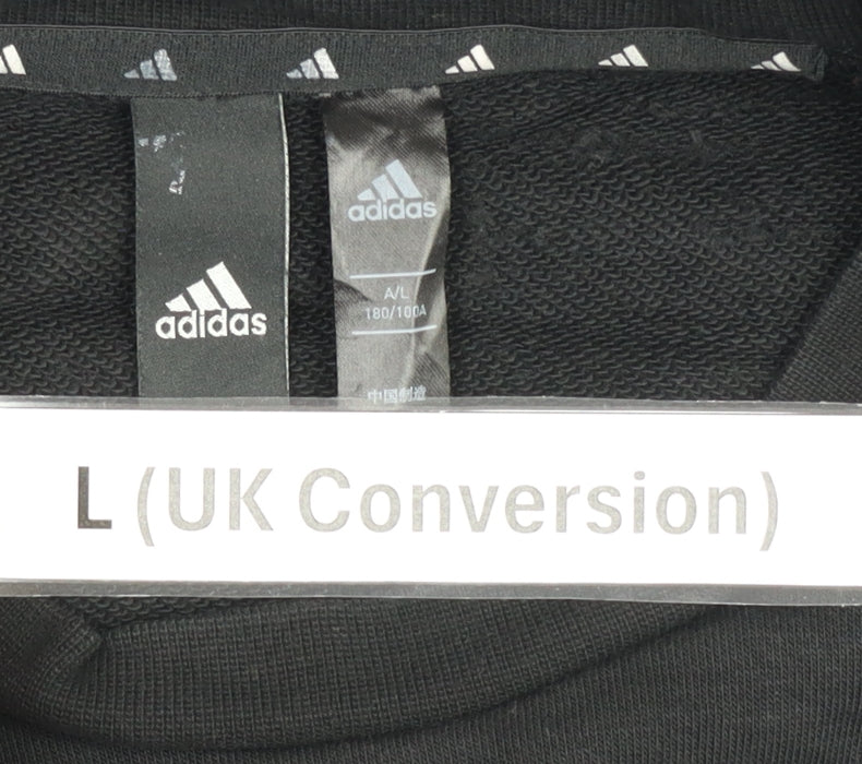 Adidas Mens Black Sweatshirt L Pullover Crew Neck Logo Sports