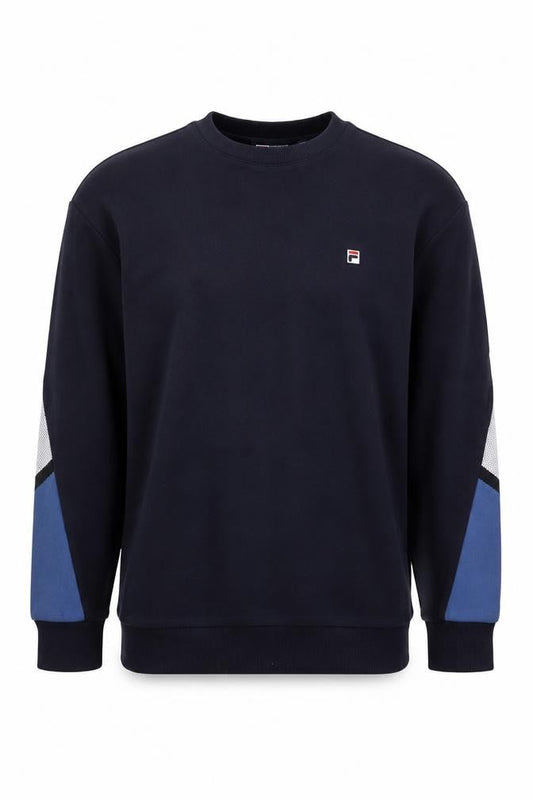 Front view of Fila Men’s Blue S Sweatshirt Pullover Logo Crew Neck Long Sleeve