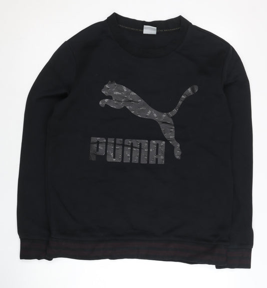 Puma Mens Black L Sweatshirt Pullover Crew Neck Logo Jumper