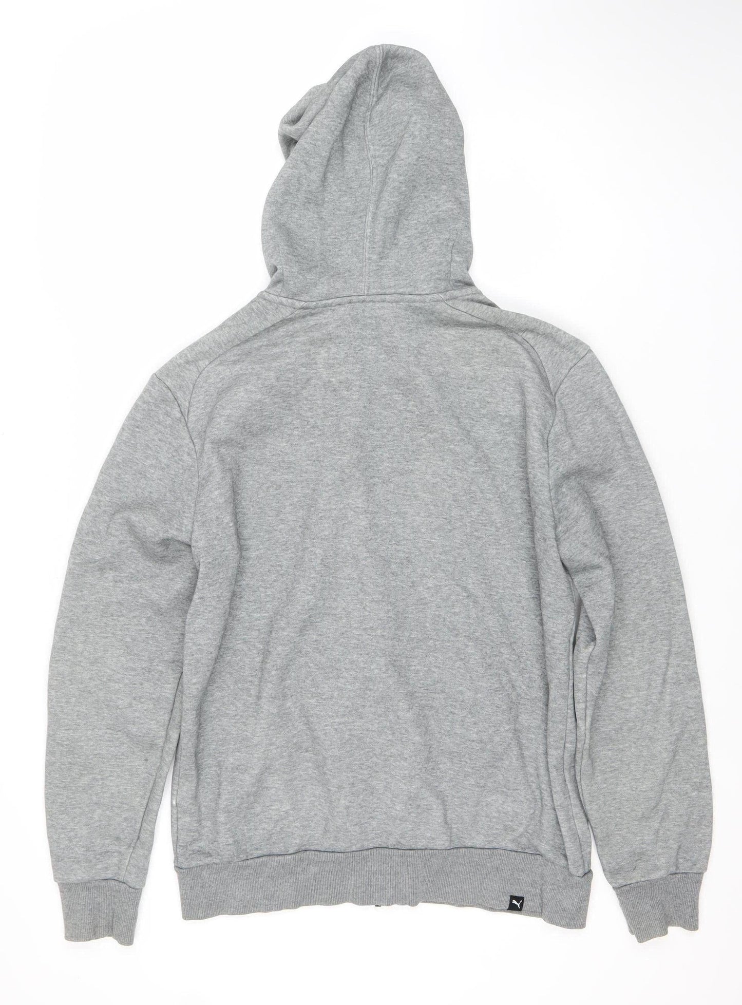 Puma Men’s Grey Full Zip Hoodie M Logo Sports Graphic Sweatshirt