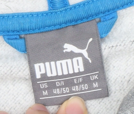Puma Men’s Grey Full Zip Hoodie M Logo Sports Graphic Sweatshirt