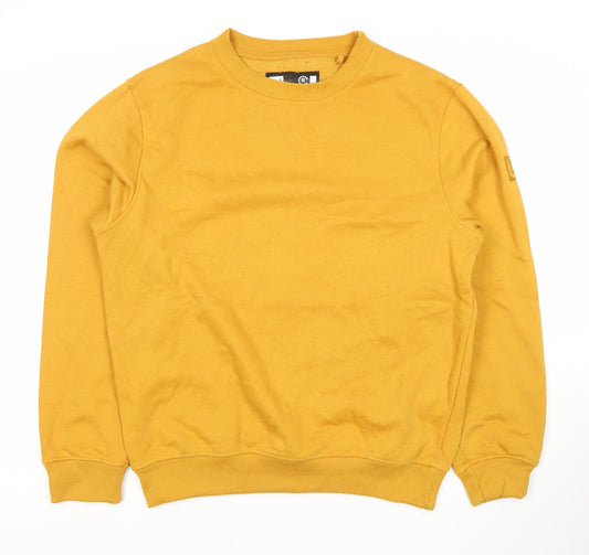 Duck & Cover Men's Yellow Cotton Crew Neck Pullover Sweatshirt Medium