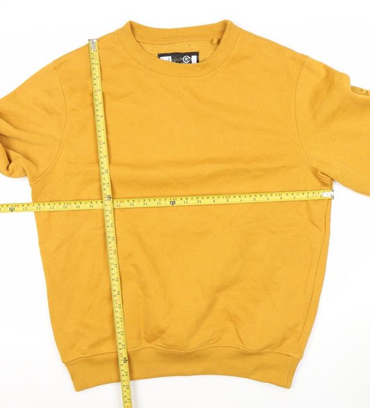 Duck & Cover Men's Yellow Cotton Crew Neck Pullover Sweatshirt Medium