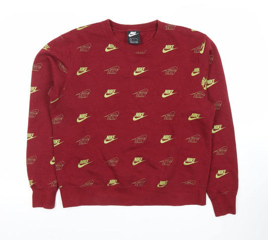 Nike Men’s Red Logo Print Pullover Sweatshirt Size S