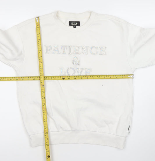 izzue Women White XS Pullover Sweatshirt Logo Patience & Love