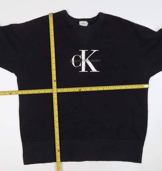 Calvin Klein Jeans Mens Black M Pullover Sweatshirt Logo Crew Neck