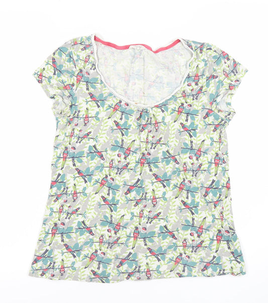 White Stuff Womens Multicoloured Bird Print Cotton T-Shirt Size 10