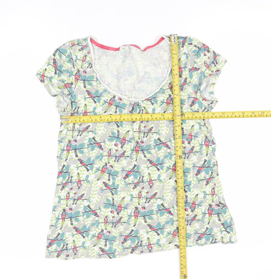 White Stuff Womens Multicoloured Bird Print Cotton T-Shirt Size 10