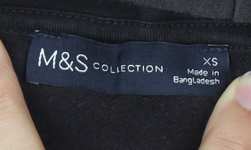 Marks and Spencer Womens Black XS Pullover Hoodie Brooklyn Logo