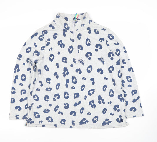 Joules Women’s Grey Animal Print 1/2 Zip Sweatshirt UK 12