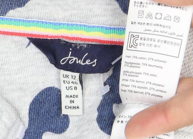 Joules Women’s Grey Animal Print 1/2 Zip Sweatshirt UK 12