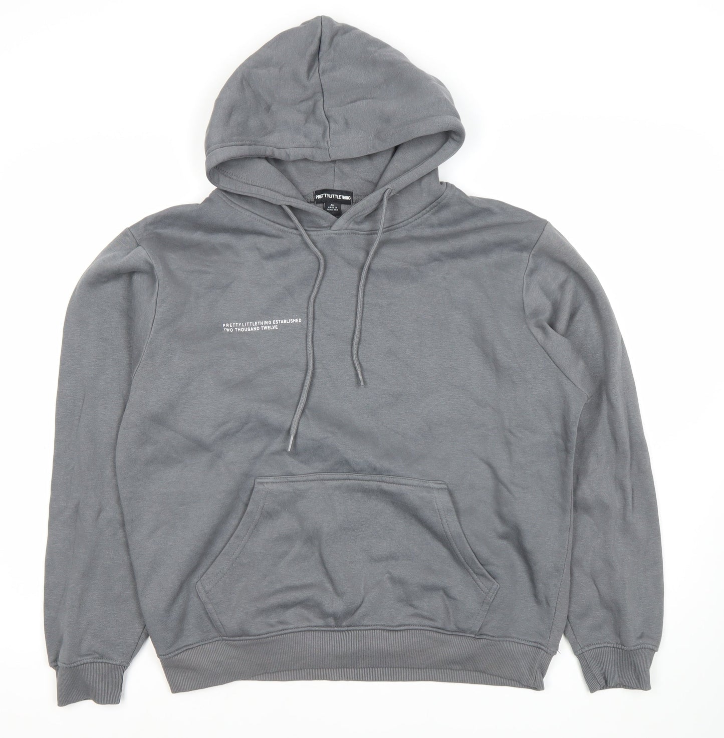PrettyLittleThing Women’s Grey Pullover Hoodie Size M Relaxed Fit