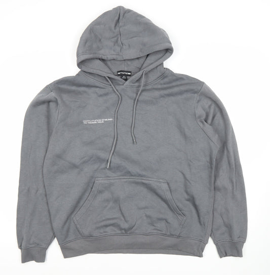 PrettyLittleThing Women’s Grey Pullover Hoodie Size M Relaxed Fit